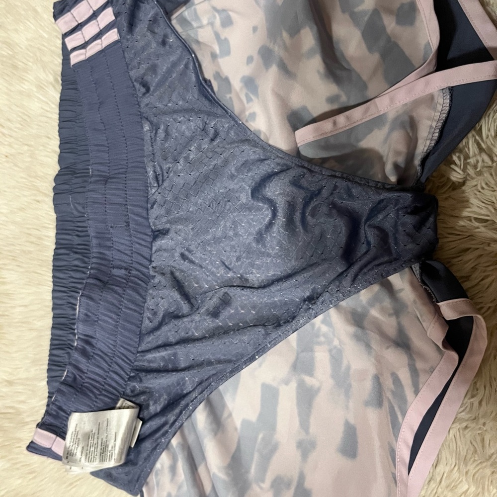 adidas Energy Running Shorts in Light Blue with Pale Pink Trim